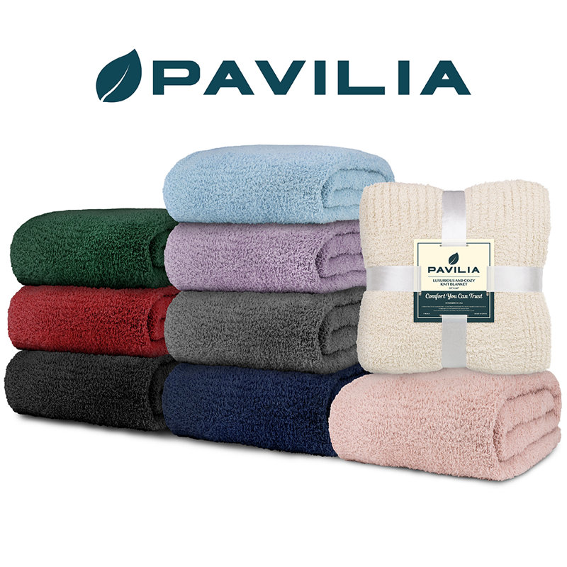 Light Blue Reversible Fleece Knit Throw Blanket, 50x60 Inches