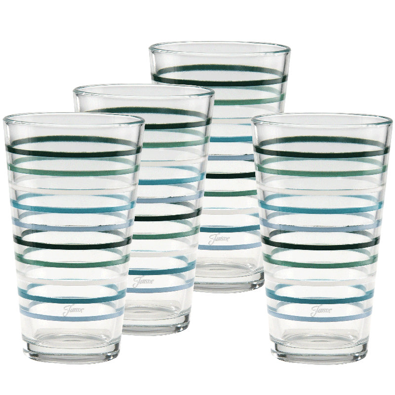 Ensemble de 4 verres à whisky effilés à fines rayures Fiesta Aegean