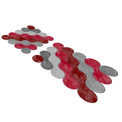 Luxurious Bathmat Set (2 Pieces), Red, 19.7 x 23.6 inches & 23.6 x 39.4 inches | 100% Polyester, 1300 g/m², Pile Height: 0.4 inches | Non-Slip Underside, Antibacterial, Machine Washable | Perfect for Stylish Bathrooms