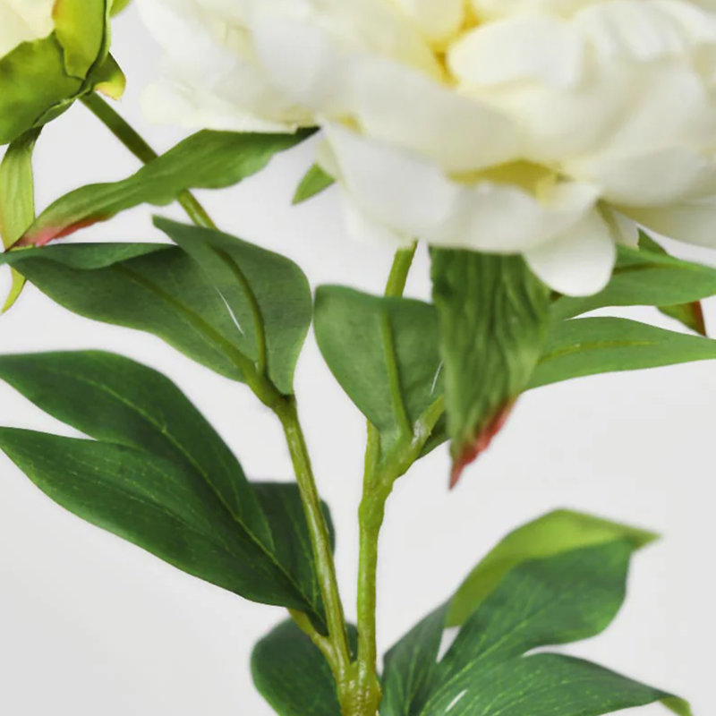 Pivoine artificielle en soie Audet (paquet de 1 branche), Blanc