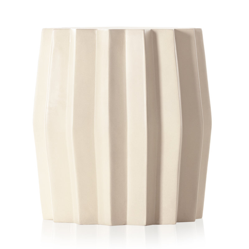 Gem Outdoor Side Table, Parchment White