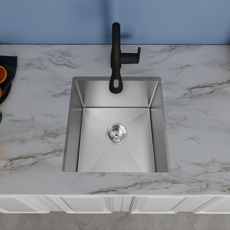 Évier de cuisine encastrable en acier inoxydable de calibre 16 15 W * 17 L