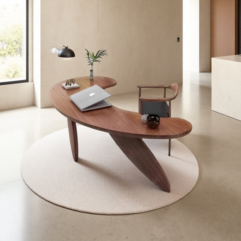 Solid wood curved irregular-shaped desk