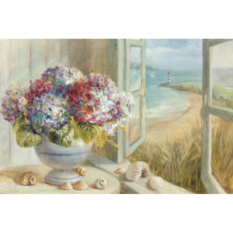 Coastal Hydrangea by Danhui Nai - Wrapped Canvas Painting, 30cm H x 46cm W