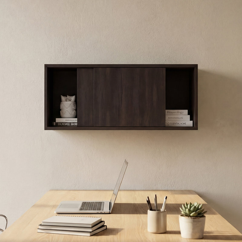 Note 32-Inch Wide Wall Storage Cabinet With Sliding Doors, Compact Wall-Mounted Storage Option For Bedroom, Office, Living Room Or Garage Organization
