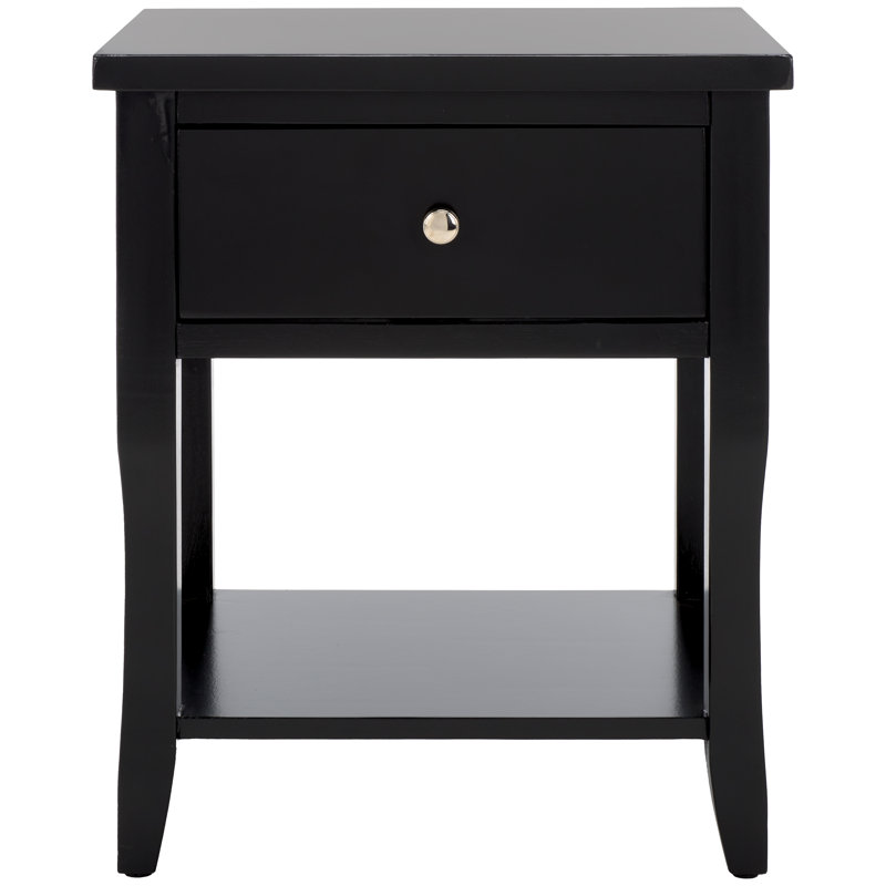 Joanna Solid Wood Top 1 End Table with Storage, Black