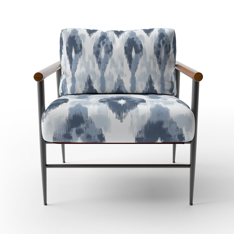 Chaise d'appoint moderne - Fauteuil Ikat Mist, Bras ronds bruns