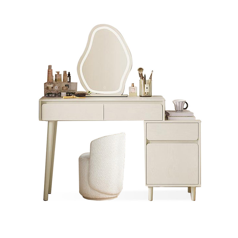 Coiffeuse avec miroir lumineux, 3 tiroirs, 1 chaise