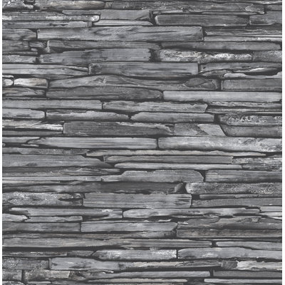 Stacked Slate 10.05m x 52cm Wallpaper Roll