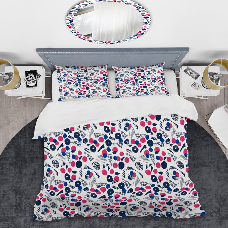 Ensemble de housse de couette en microfibre bleu / rose / gris 2 pièces, Housse de couette pour très grand lit et 2 très