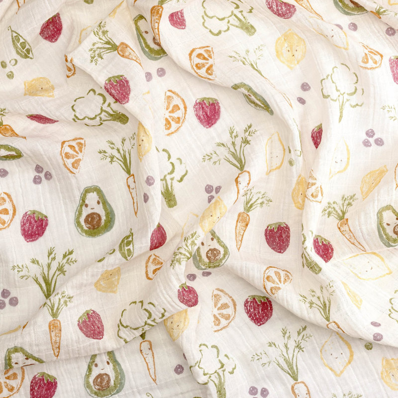 Clementine Cotton Muslin Swaddle Blanket Set (Veggies, Set of 3)