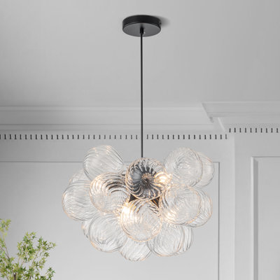Brody 6 - Light Dimmable Swirled Glass Globe Sphere Chandelier
