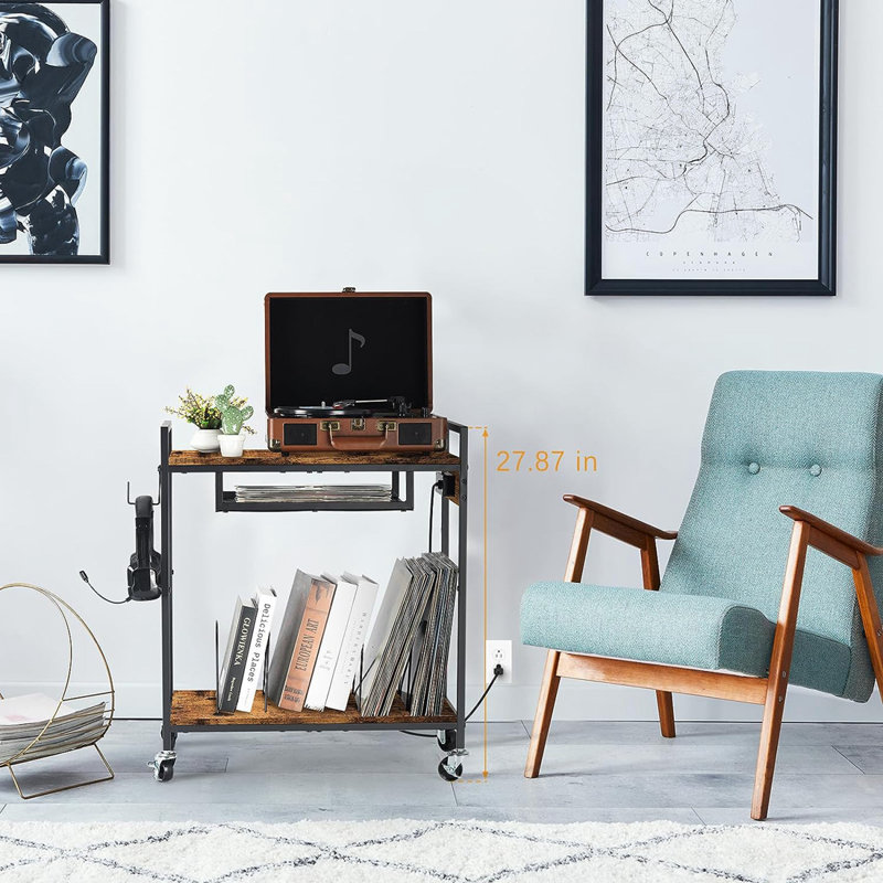 25.47 " H Media Shelves, Brown/Black
