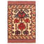 Tapis décoratif en laine de conception unique 4 pi 1 po x 6 pi Chastelyn noué à la main New Age en laine beige/rouge/bleu marine
