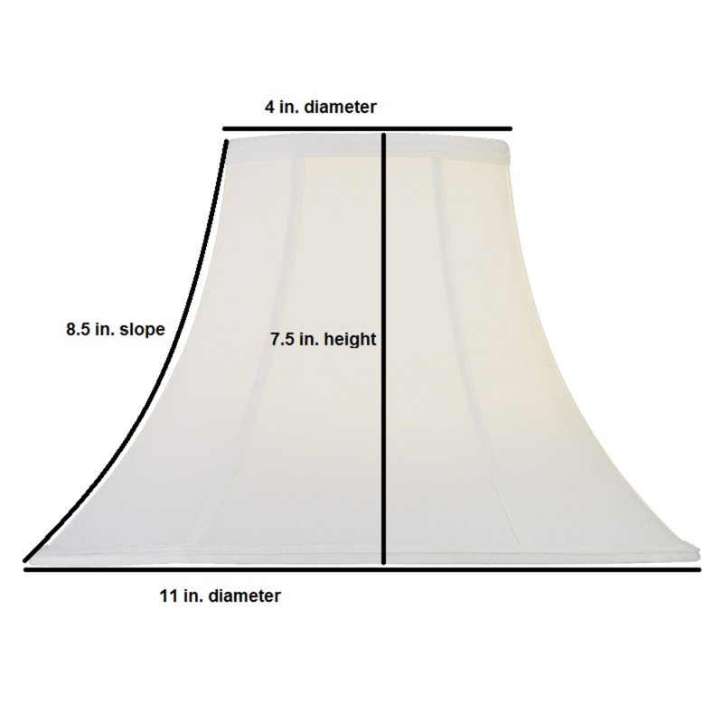 Abat-jour cloche en soie / shantung (araignée) en blanc, H 7,5 po x l 11 po x P 11 po