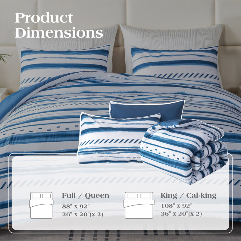 Printed Comforter Set With 100% Cotton Cover, King Comforter + 2 Standard Pillowcases
