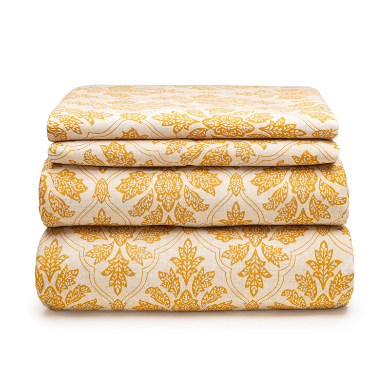 Classic Damask Print, 100% Cotton Sheet Set, Queen, Aqua