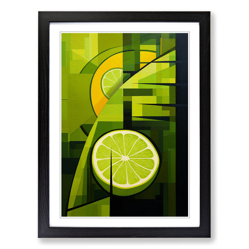 Lime Fruit Constructivism - Framed Print, Black, 34cm H x 25cm W x 2cm D