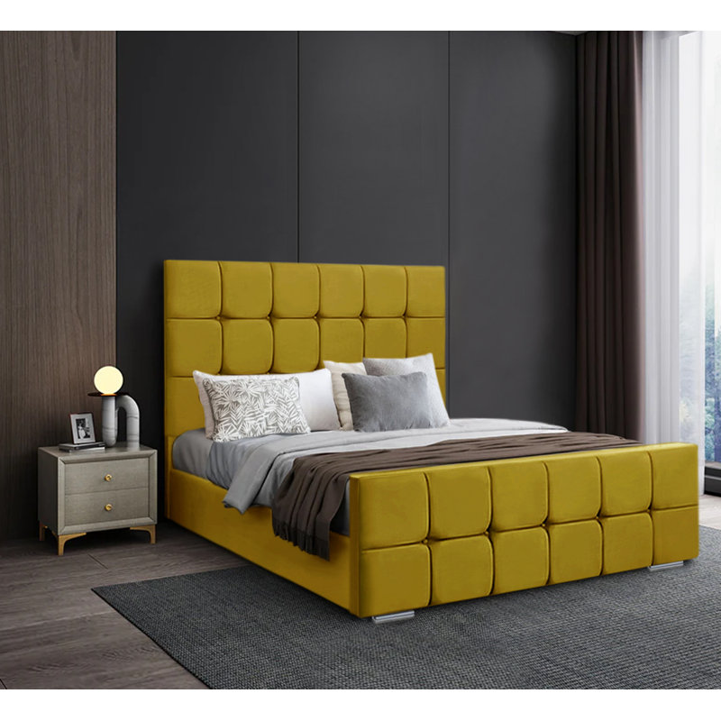 Anderia Upholstered Bed, Mustard, Double (4'6)
