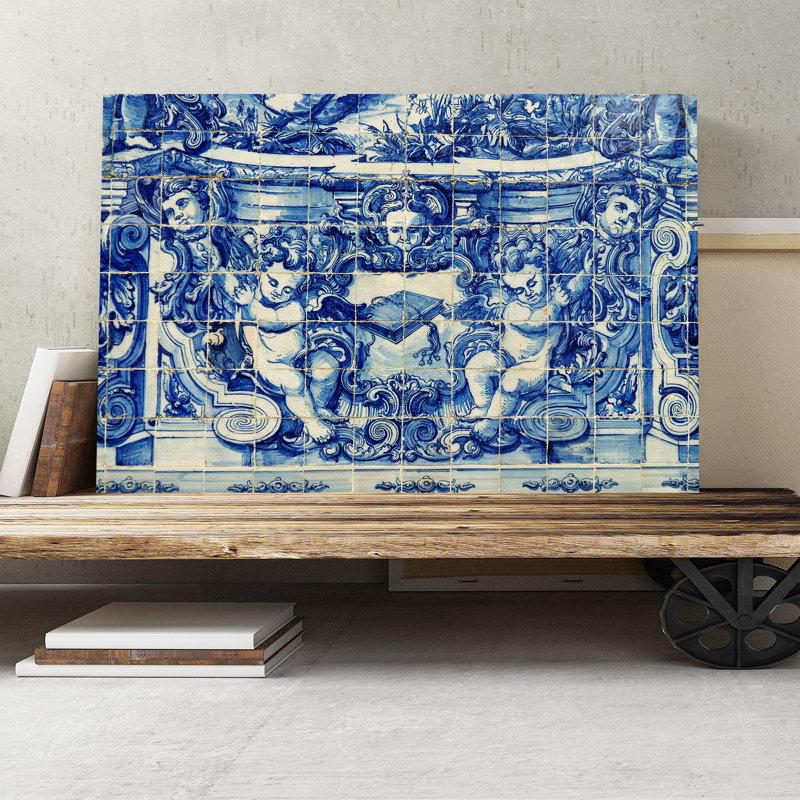 Blue Portugal Tiles - Wrapped Canvas, 35cm H x 50cm W