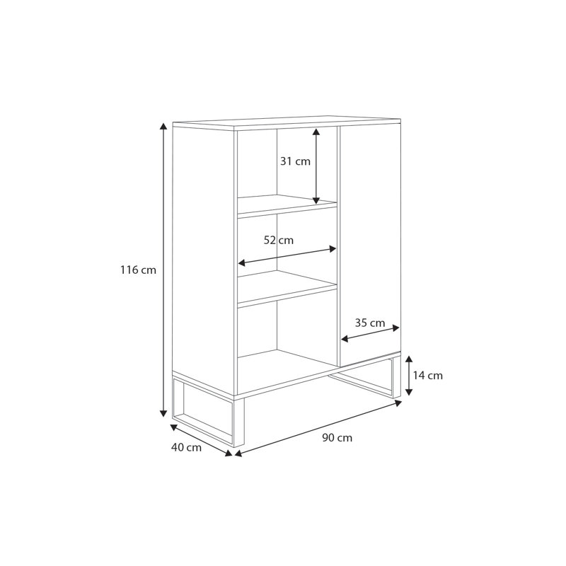 116cm H x 40cm W Bookcase