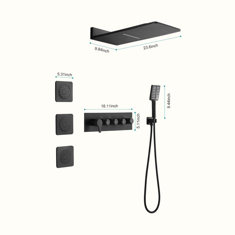 Complete Shower System, Matte Black