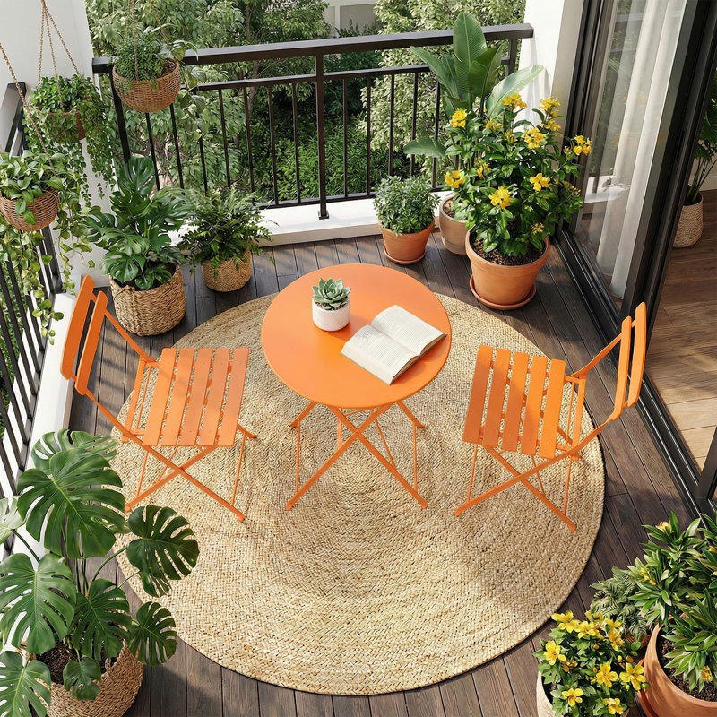 Round Outdoor Bistro Table - 52.8 cm W 49 cm D, Orange