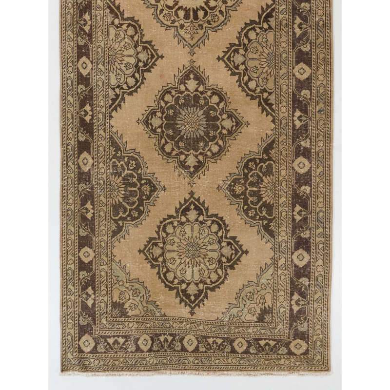Tapis de couloir turc Oushak unique en son genre