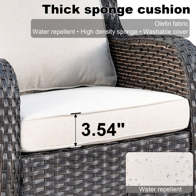 Ensemble de conversation pour 5 personnes avec coussins Tyshonna, Beige, Non