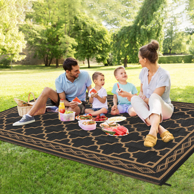 Morocco Outdoor Mats Plastic Straw Rug Waterproof Modern Washable Outdoor Rug for Garden Backyard Picnic Camping RV Deck Beach Trailer