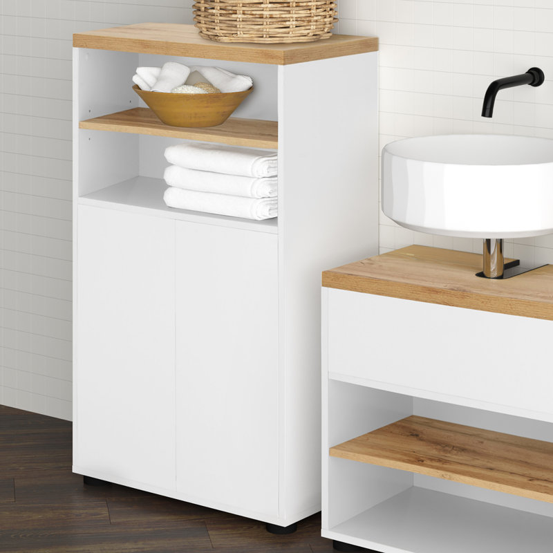Acelynn Display Cabinet, White/Oak