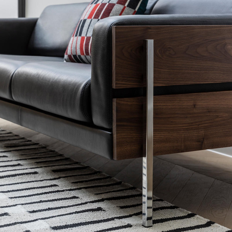 Forum 2-Seat Sofa Walnut Black Leather
