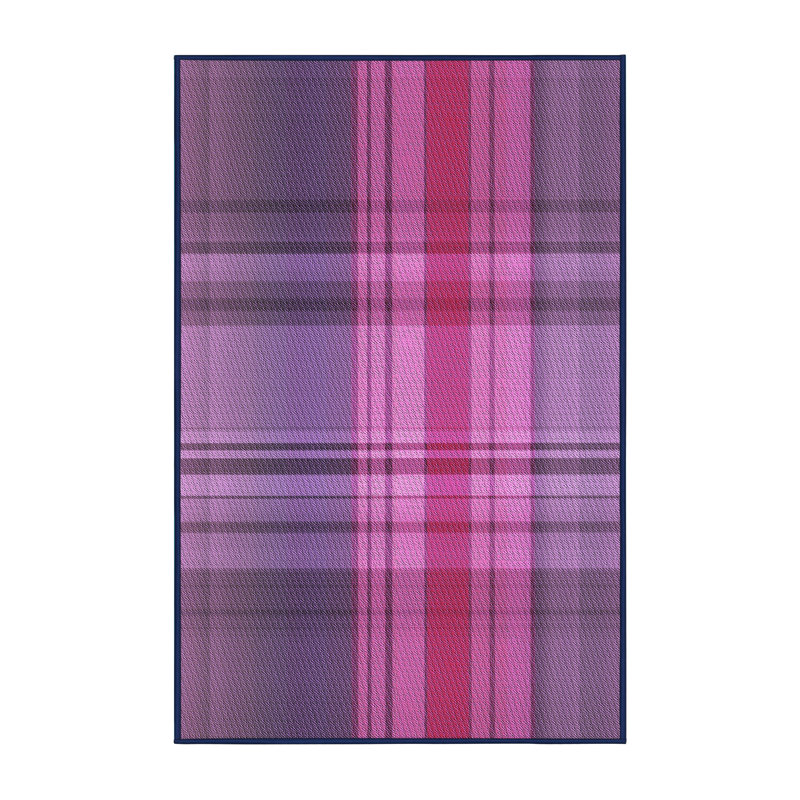 Tapis mauve à motif écossais en laine, Rectangle 5 pi x 7 pi