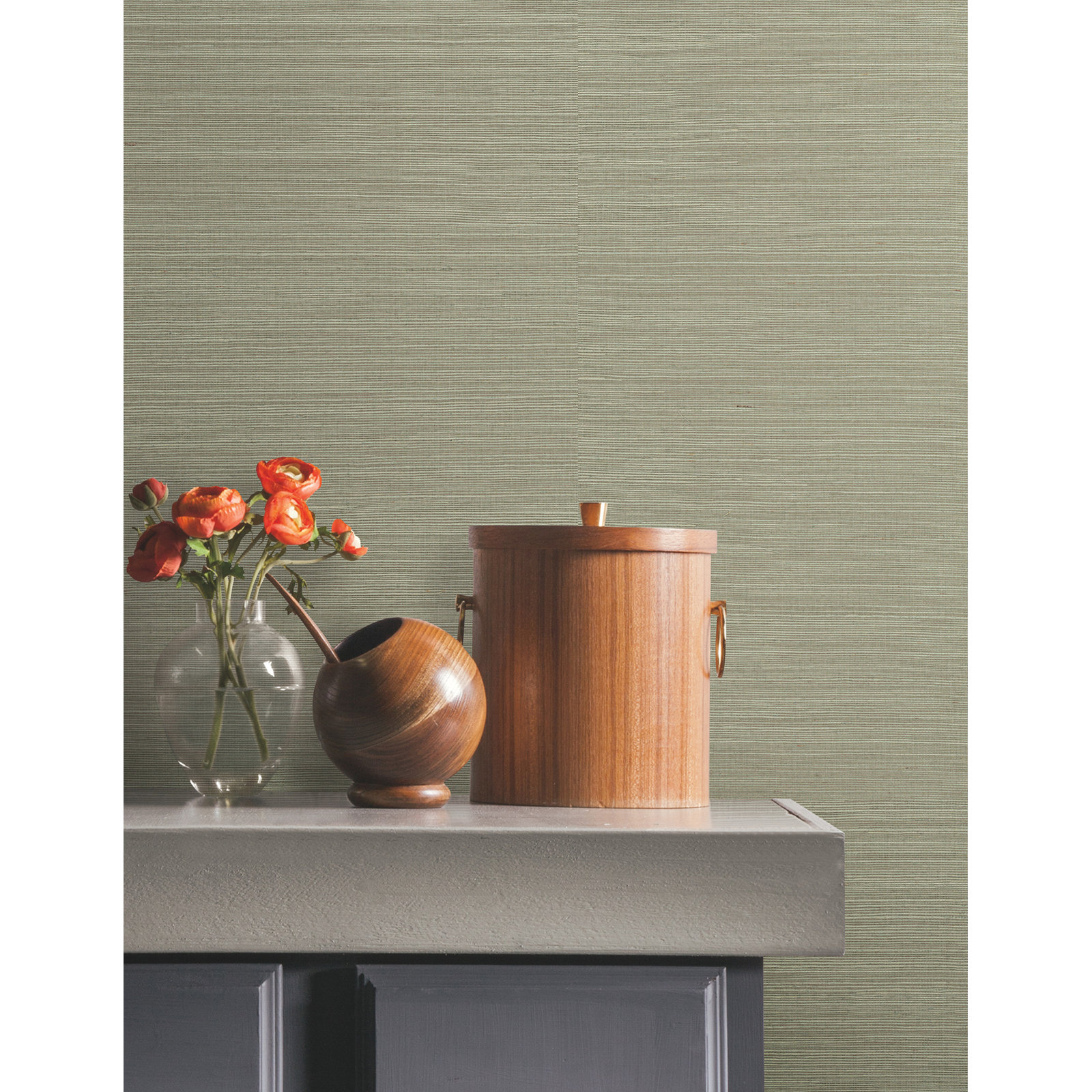 Natural Sisal Peel and Stick Grasscloth Wallpaper, Green