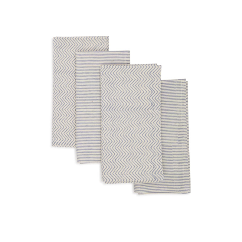 Phelicia Cotton Square Napkin, Blue/Beige