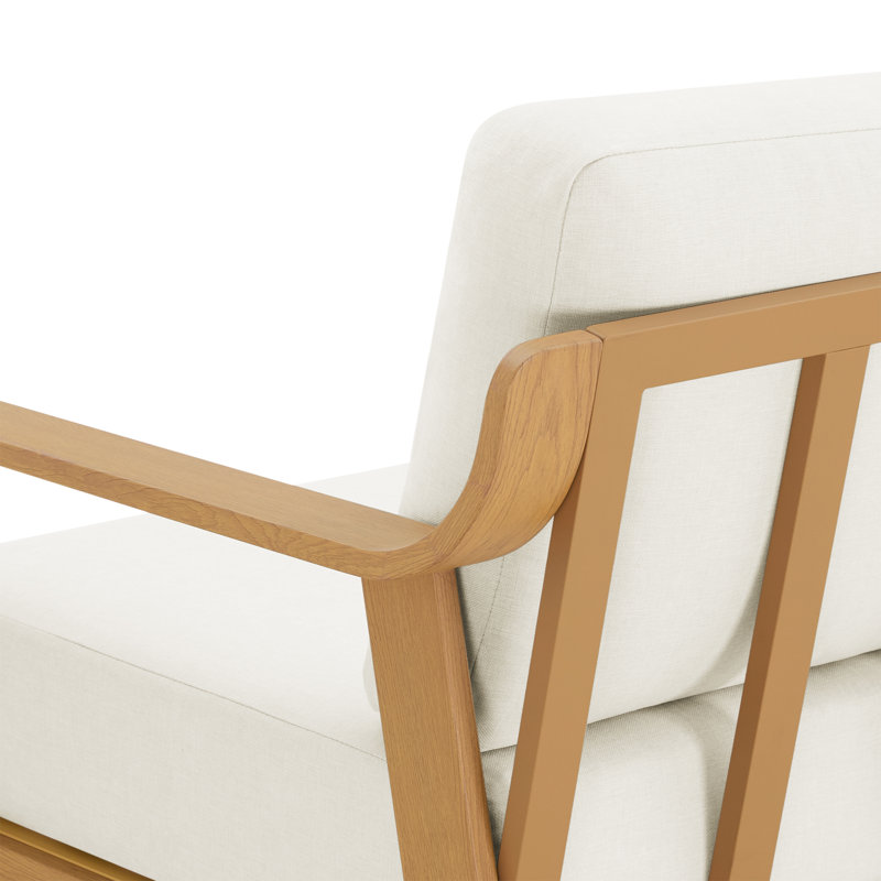 Fauteuil de patio en aluminium avec coussins, Coussin beige / structure en bois naturel