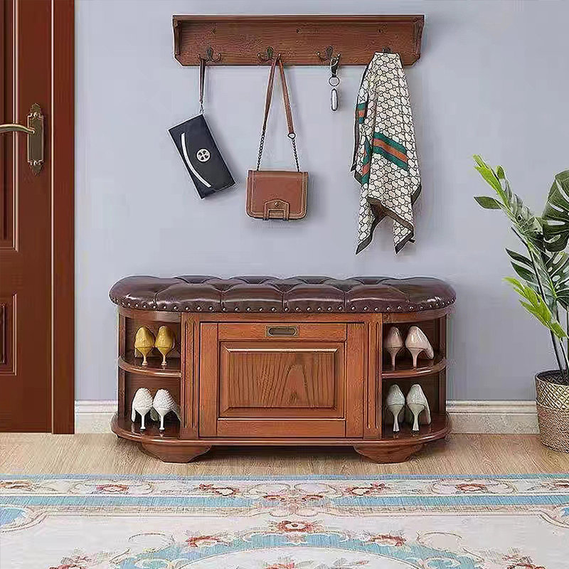 Banc de rangement pour chaussures American Vintage, Brun foncé