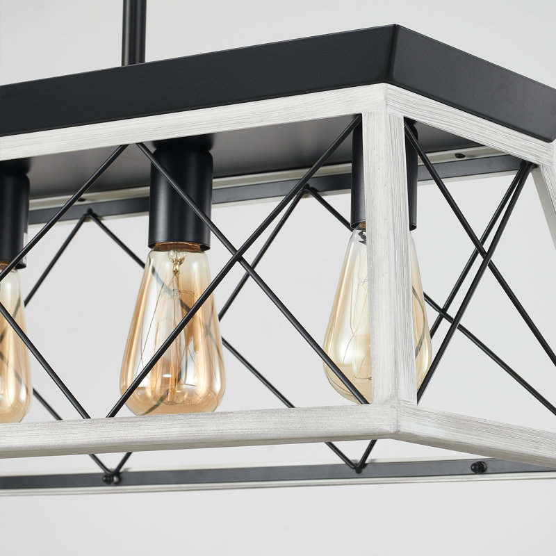 Lustre de ferme à 5 lumières pour salle à manger, blanc Scan Black, luminaire rustique pour îlot de cuisine