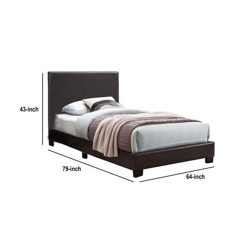 Dark Brown Faux Leather Upholstered Queen Bed with Tufted Headboard