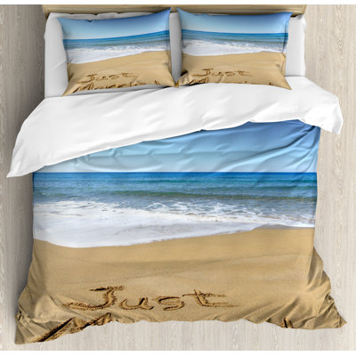 Ensemble de housse de couette photo romantique "marié" par sandy beach ocean waves Wedding Decorations
