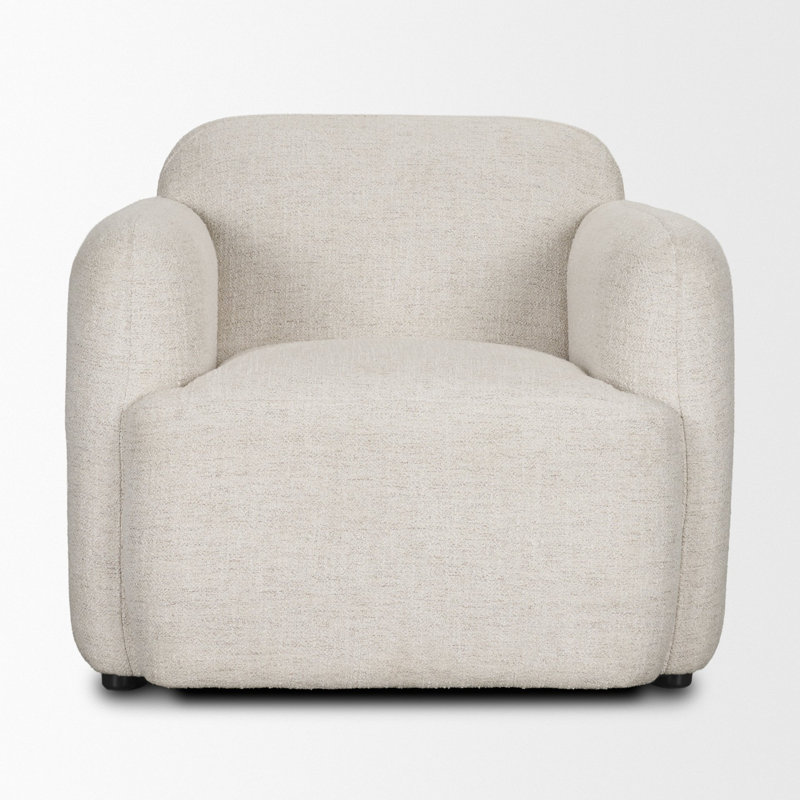 Chaise rembourrée en tissu texturé Saga, Crème