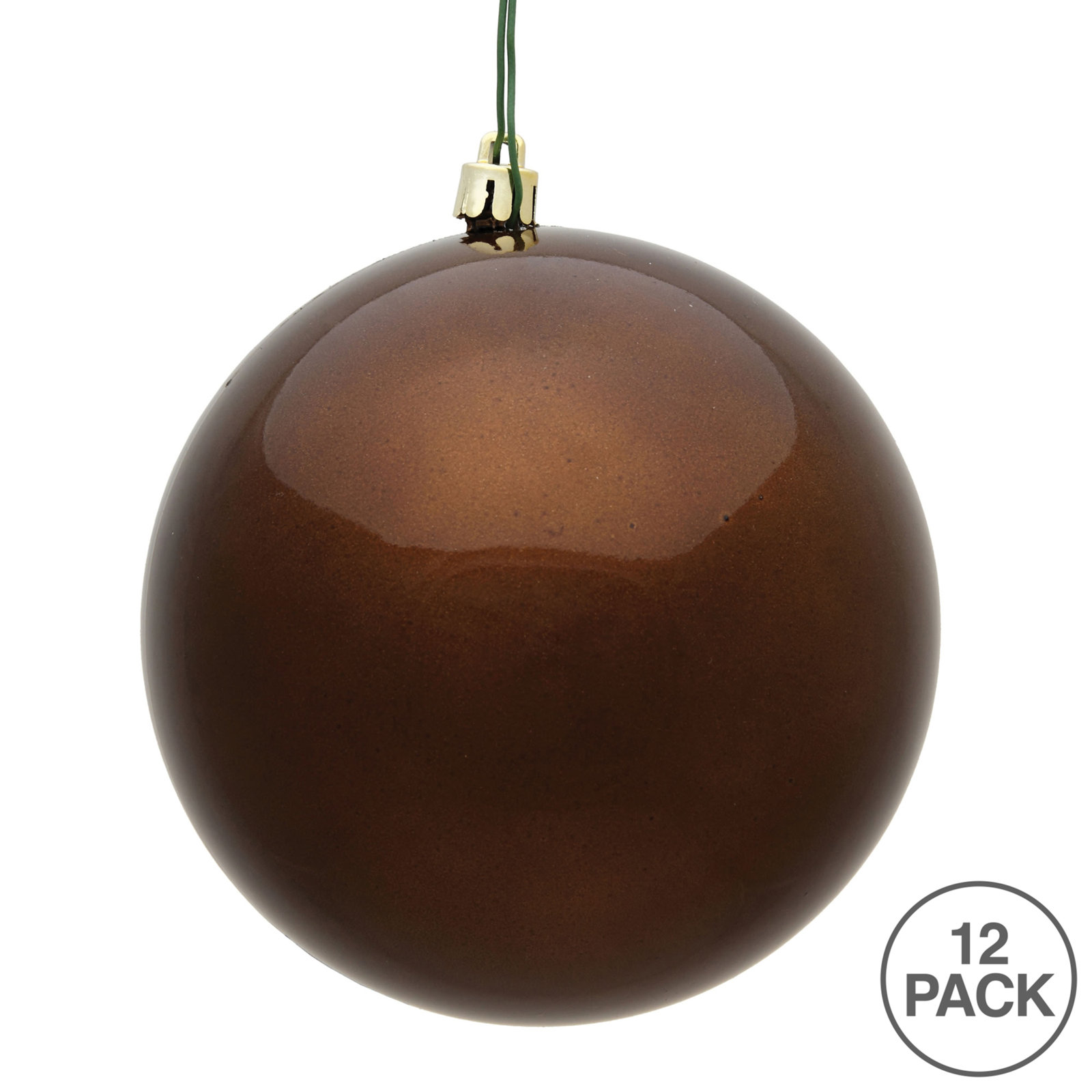 Holiday Décor Ball Ornament, 3" H x 3" W x 3" D, Mocha