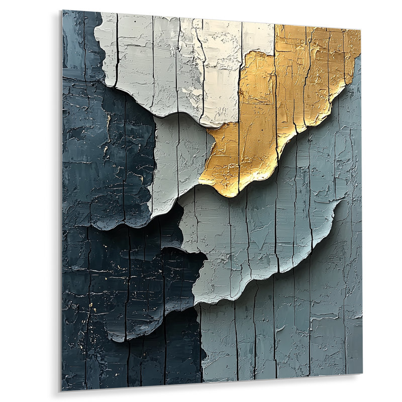 Or gris ombres éphémères I - impression moderne abstraite sur métal, H 32 po x l 16 po