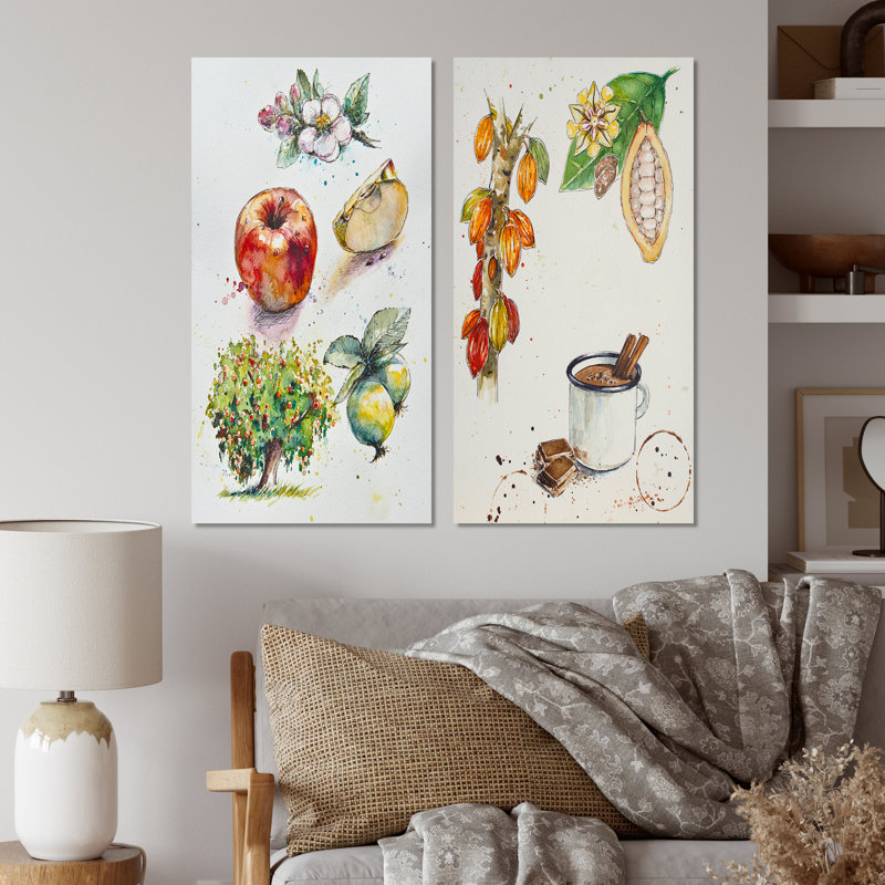 «Set of Apple Botanist II», ensemble de 2 impressions sur toile, H 20 po x l 24 po x P 1 po, Toile tendue