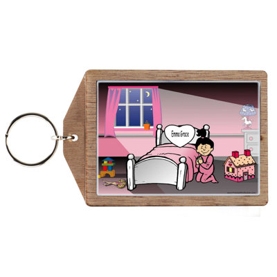 Personalized Praying Girl Wooden Key Chain