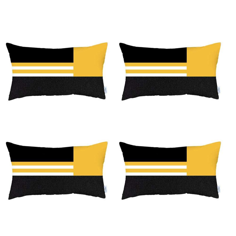 Striped Reversible Pillow Cover, Yellow