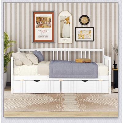 Versatile Daybed Wood Bed with Two Drawers, Perfect for Dual-Use as Sofa and Bed in Modern Spaces