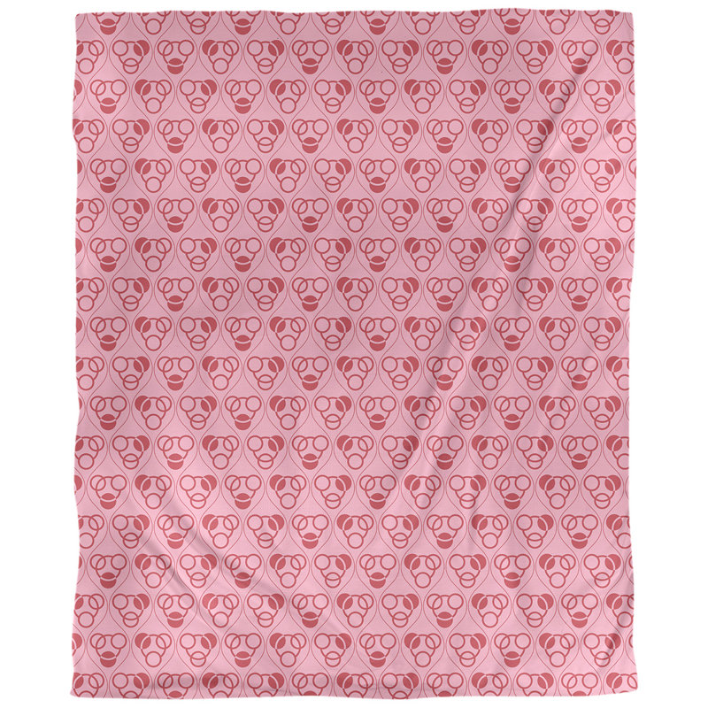 Tissu d’ondulations et cercles fêtes, Rose / Rouge, L 54 po x l 36 po, Lin naturel paloma