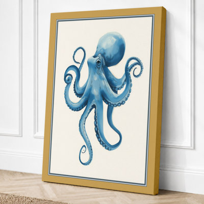 Blue Octopus Modern - Wrapped Canvas