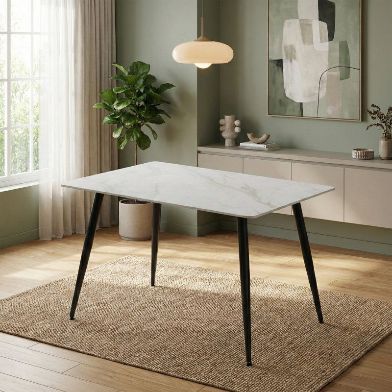 Stone Top Metal Base Dining Table